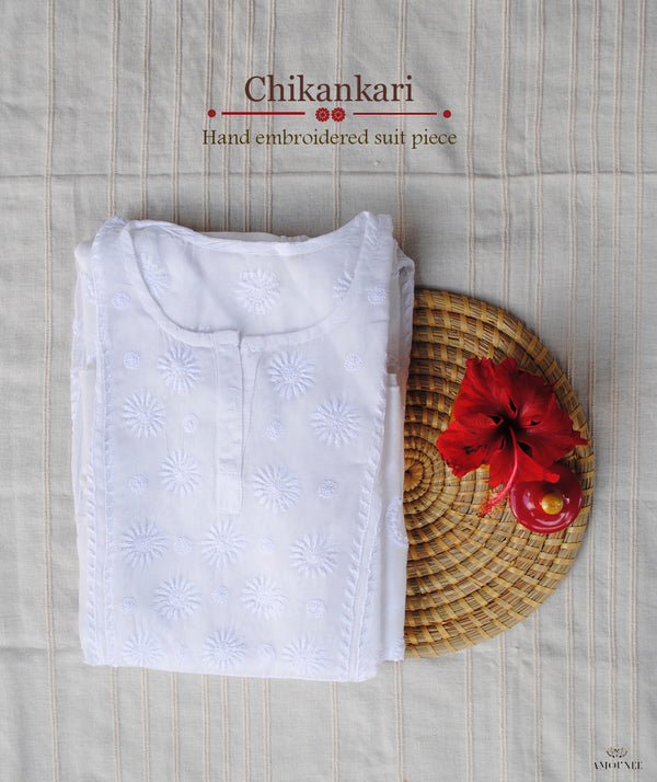 Chikankari Hand Embroidered Semi stitched 1 Piece Suit