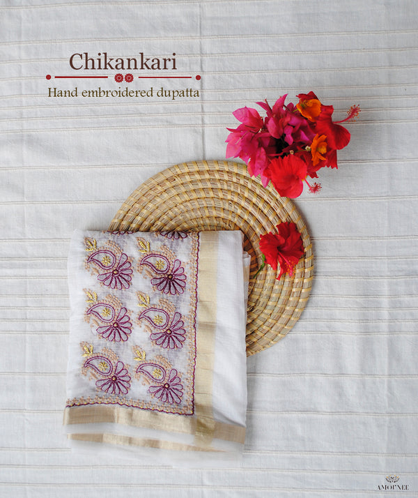 Chikankari Hand Embroidered Dupatta