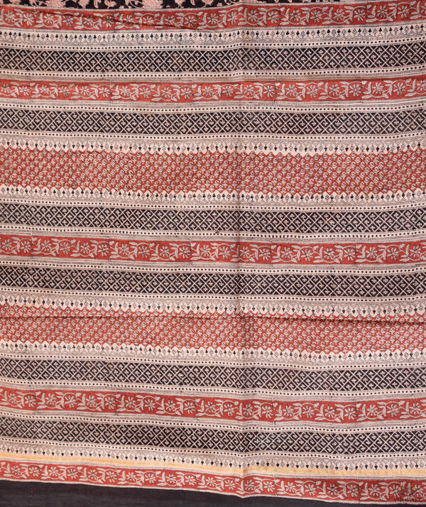 Bagru Handblock Printed Chanderi silk saree