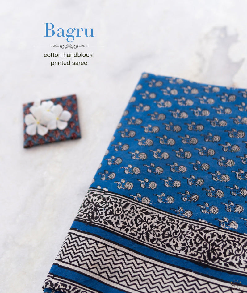 Bagru Handblock Printed Cotton saree