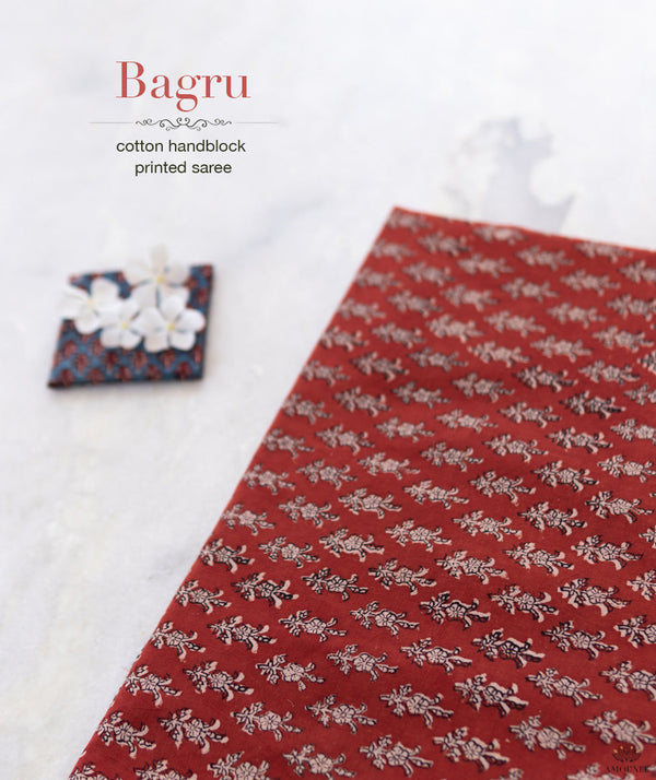 Bagru Handblock Printed Cotton saree