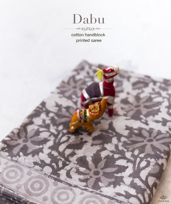 Dabu Handblock Printed Cotton Saree