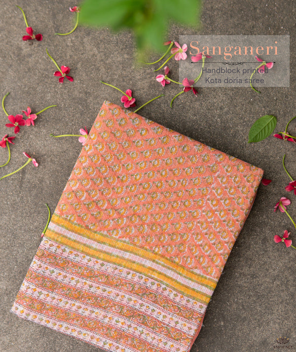 Sanganeer kota Handblock Printed Saree