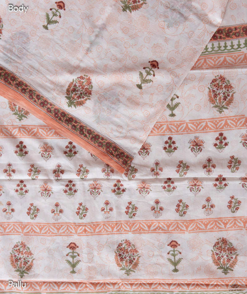 Sanganeer cotton Handblock Printed Saree