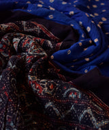 Ajrakh cotton Bandhani hand block printed saree