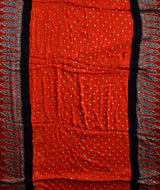 Ajrakh Bandhini Silk hand block printed saree