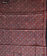 Ajrakh modal silk hand block printed saree