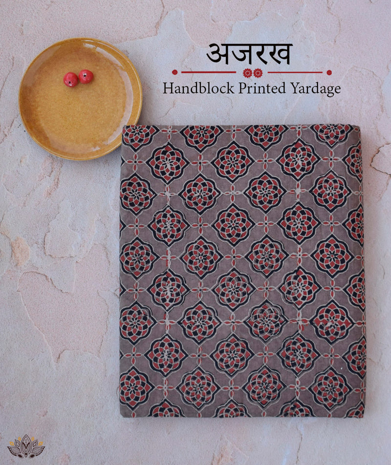 AJRAKH COTTON HAND PRINTED YARDAGE