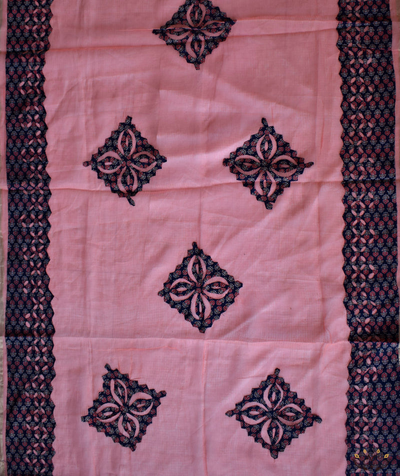 Applique HandStiched Chanderi Saree