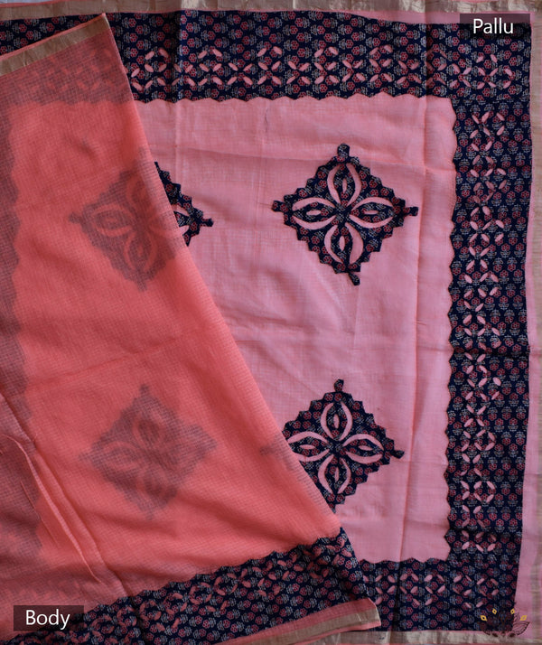 Applique HandStiched Chanderi Saree