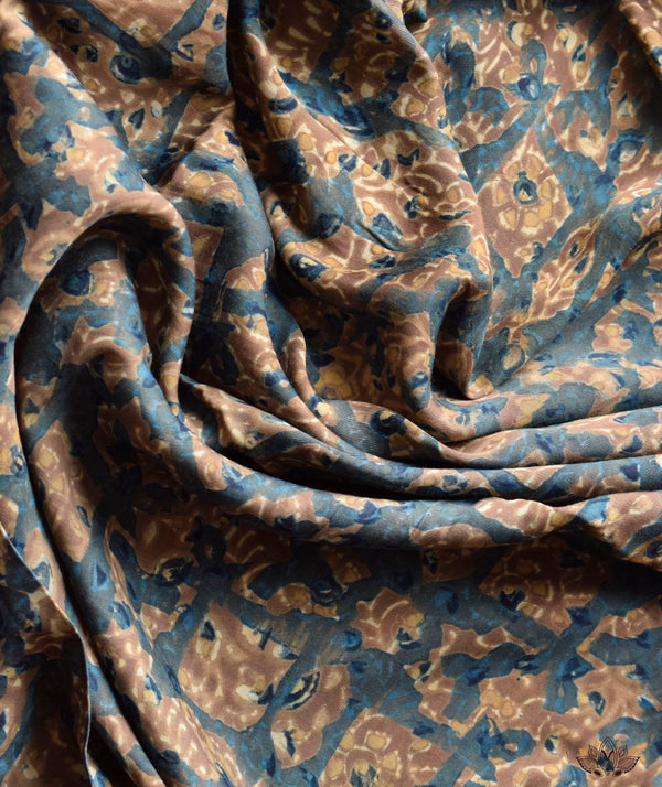 Ajrakh modal silk hand block printed yardage