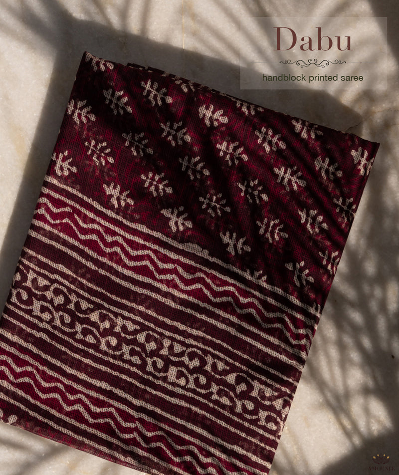 Kota Dabu Handblock Printed Saree