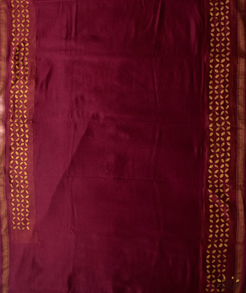 Applique HandStiched Chanderi Saree