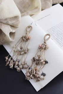 WHE Long Jute Shell Tassel Earring