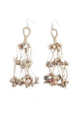 WHE Long Jute Shell Tassel Earring