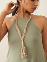 WHE Long Jute And Seashell Necklace