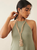 WHE Long Jute And Seashell Necklace