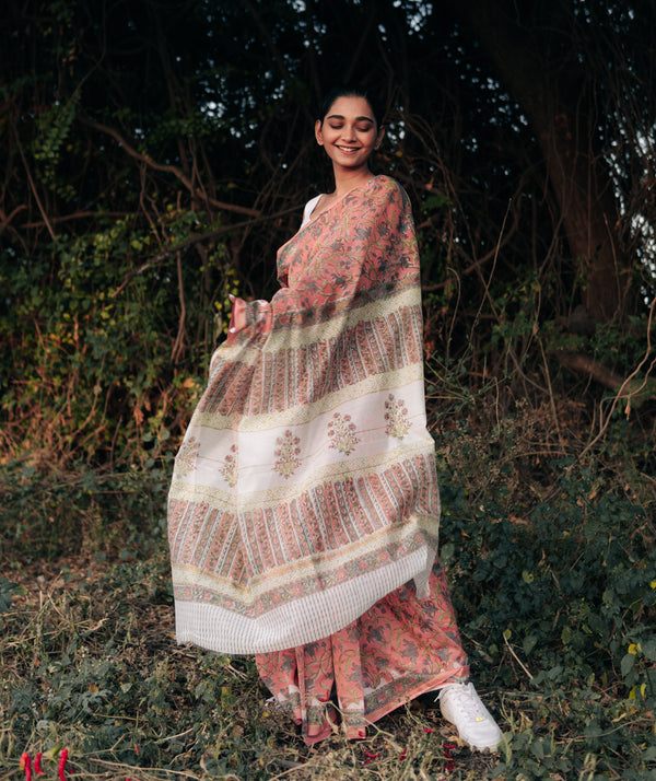 Sanganer Handblock Printed saree