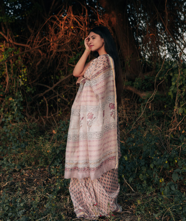 Sanganer Handblock Printed saree