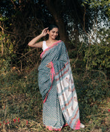 Sanganer Handblock Printed saree