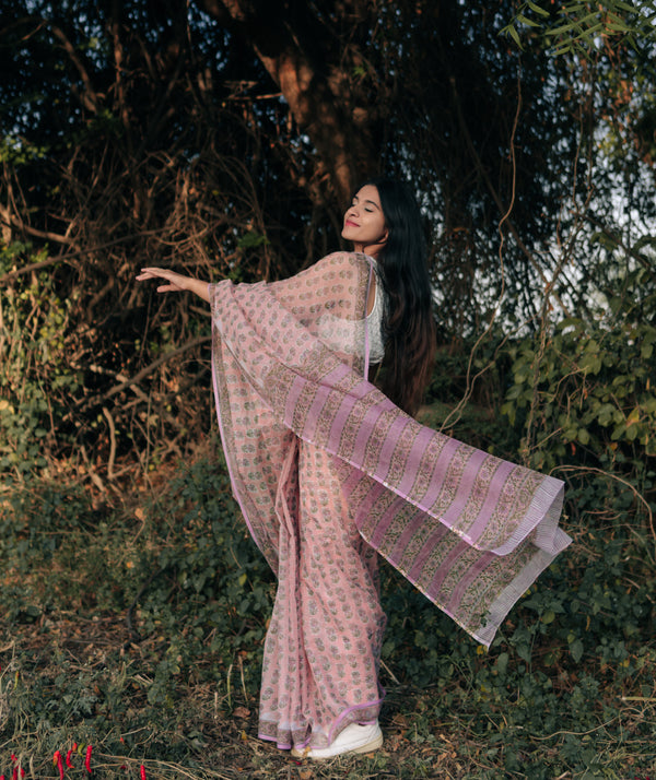 Sanganer Handblock Printed saree