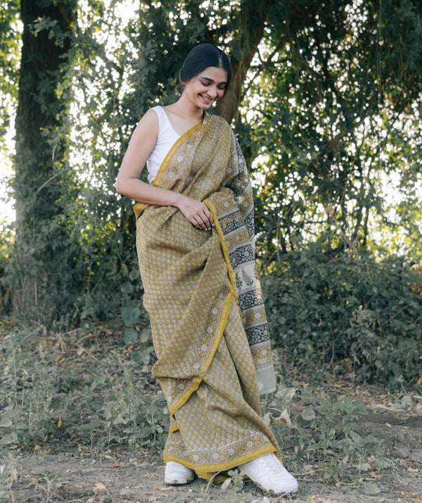 Bagru Handblock Printed saree