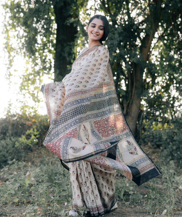 Bagru Handblock Printed saree