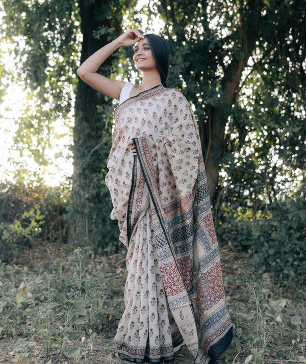 Bagru Handblock Printed saree