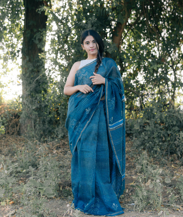 Dabu Handblock Printed saree