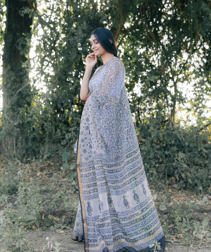 Bagru Handblock Printed saree