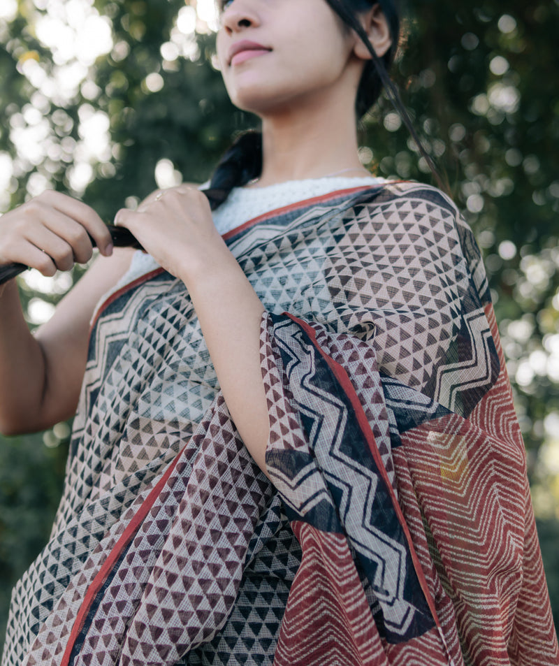 Bagru Handblock Printed saree