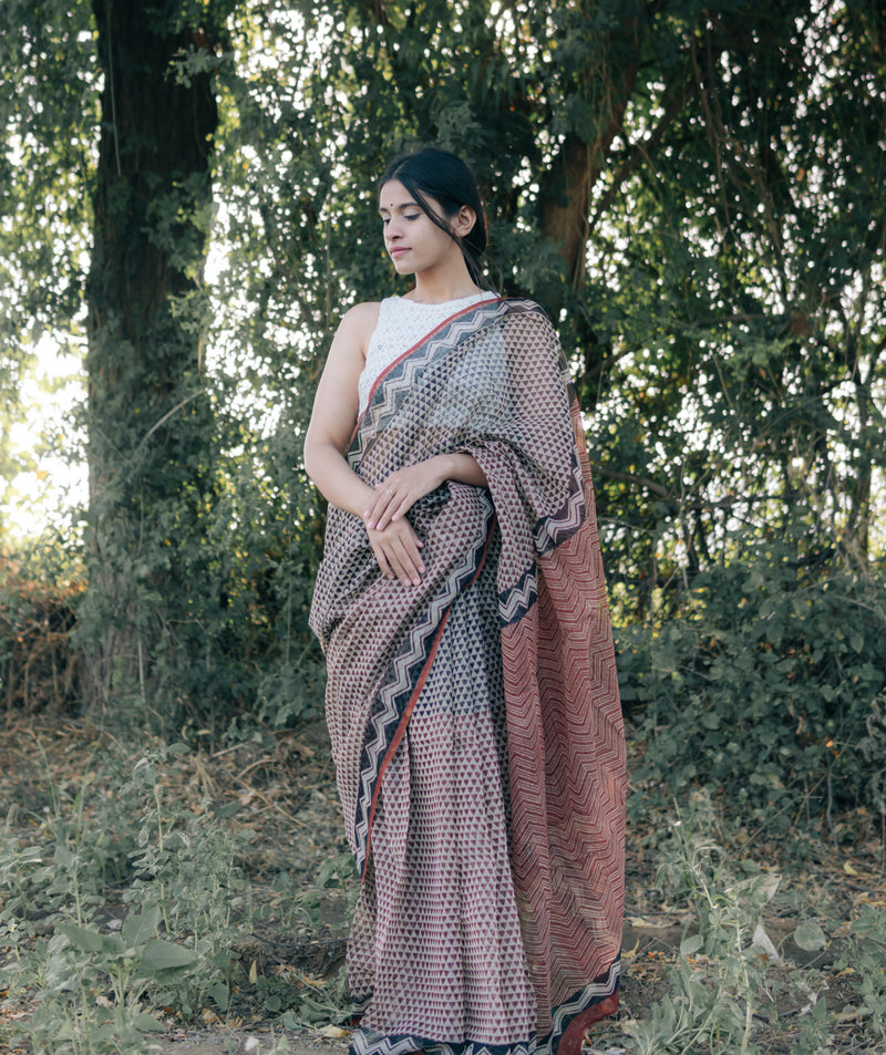 Bagru Handblock Printed saree