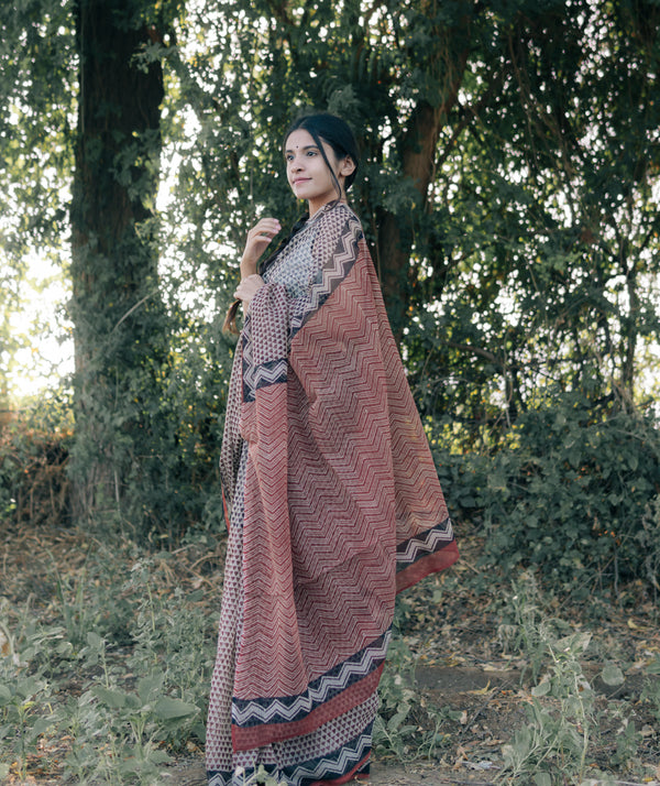 Bagru Handblock Printed saree