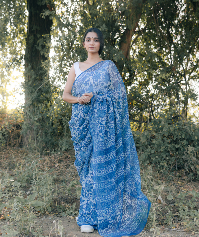 Dabu Handblock Printed saree