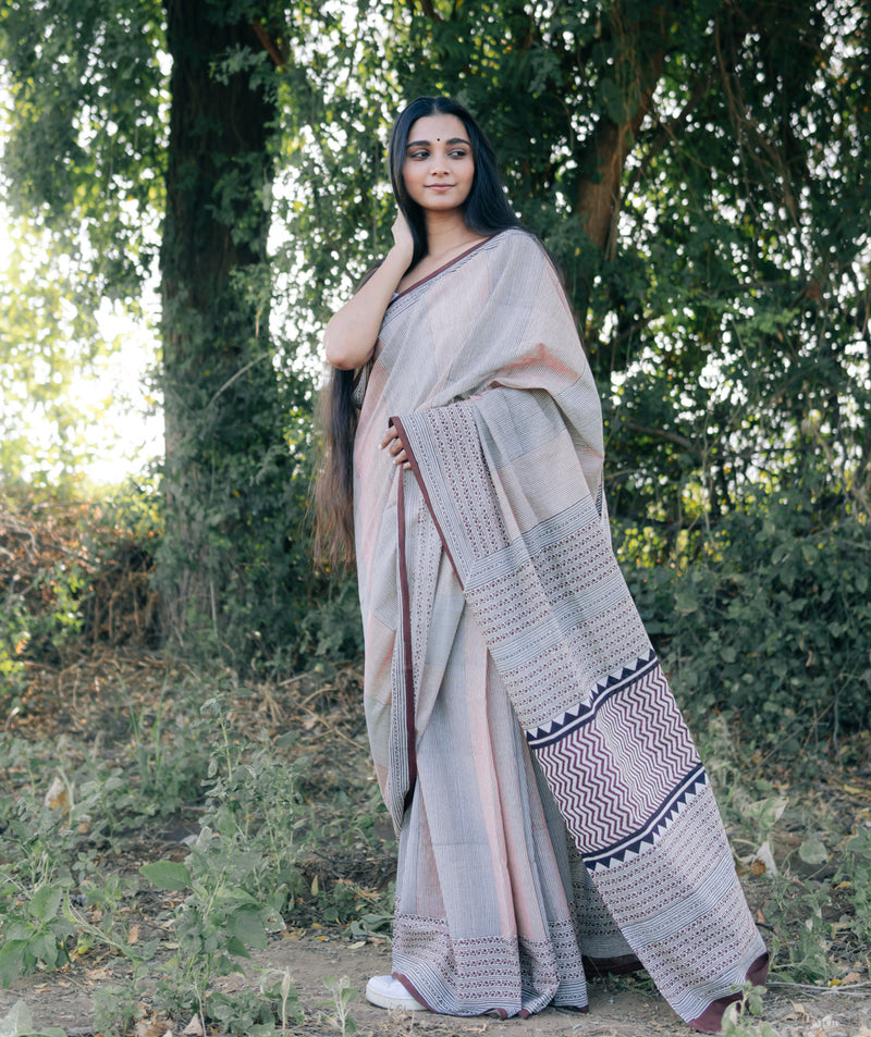 Bagru Handblock Printed saree