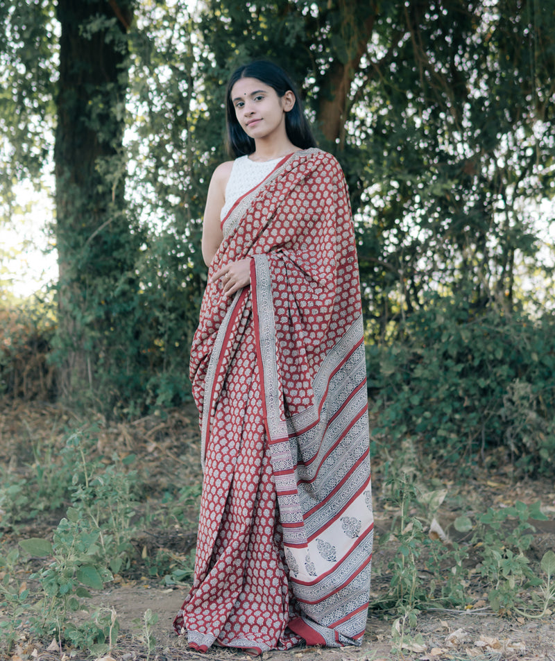 Bagru Handblock Printed saree