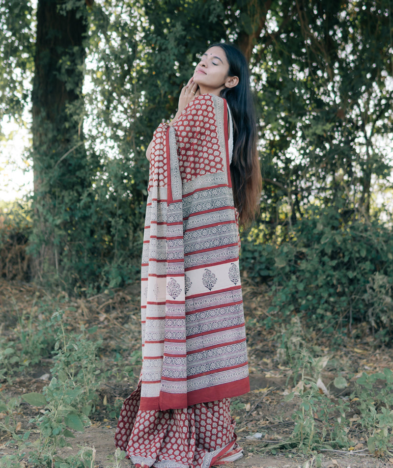 Bagru Handblock Printed saree