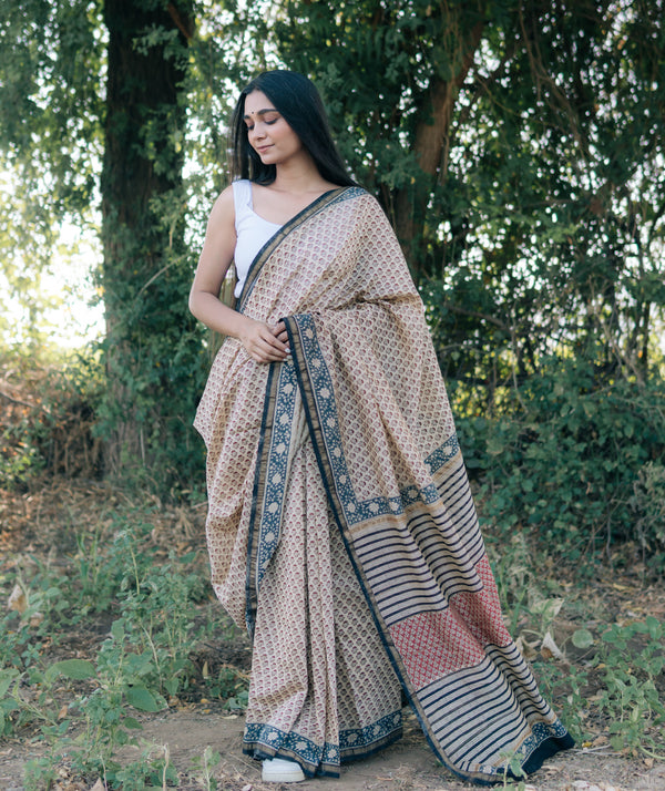 Bagru Handblock Printed saree