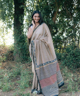 Bagru Handblock Printed saree