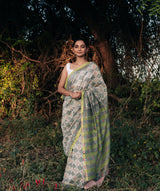 Sanganer Handblock Printed saree