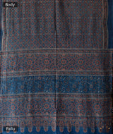 Ajrakh cotton hand block printed saree