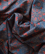 Ajrakh cotton hand block printed saree