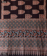 Ajrakh cotton hand block printed saree