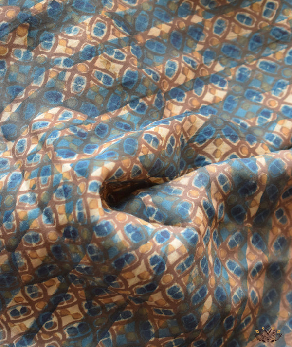Ajrakh modal silk hand block printed yardage