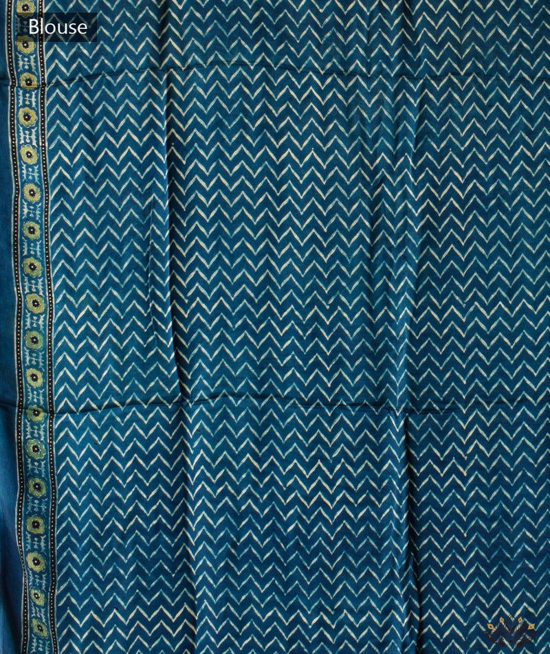 Ajrakh Modal Silk Hand Block Printed Saree