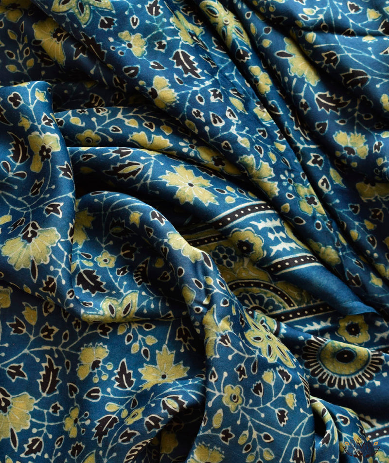 Ajrakh Modal Silk Hand Block Printed Saree