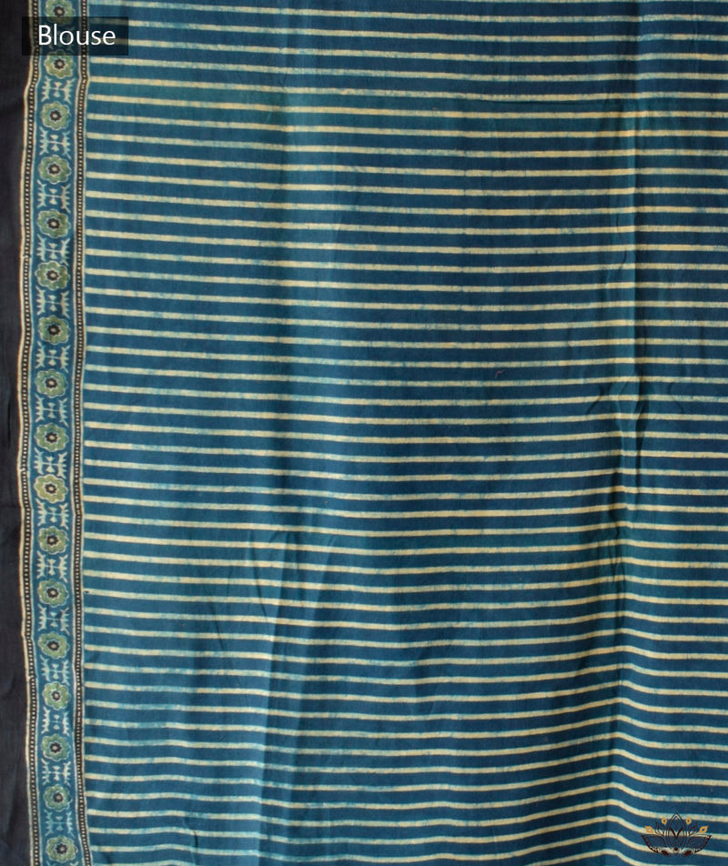 Ajrakh Cotton Handblock Printed Saree