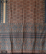 Ajrakh Cotton Handblock Printed Saree