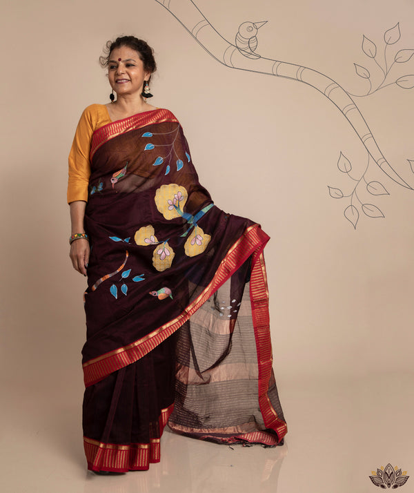 KUDRAT: GOND PAINTING MAHESHWARI SAREE