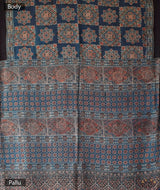 Ajrakh modal silk hand block printed saree